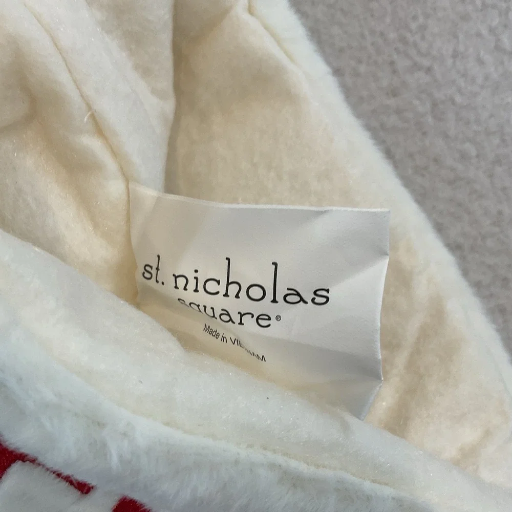 St Nicholas Square Christmas Stocking Cable Knit White K Initial Monogram Kohls